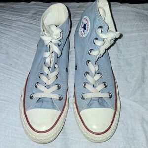 Converse Sky Blue High-Tops with White and Red Accents